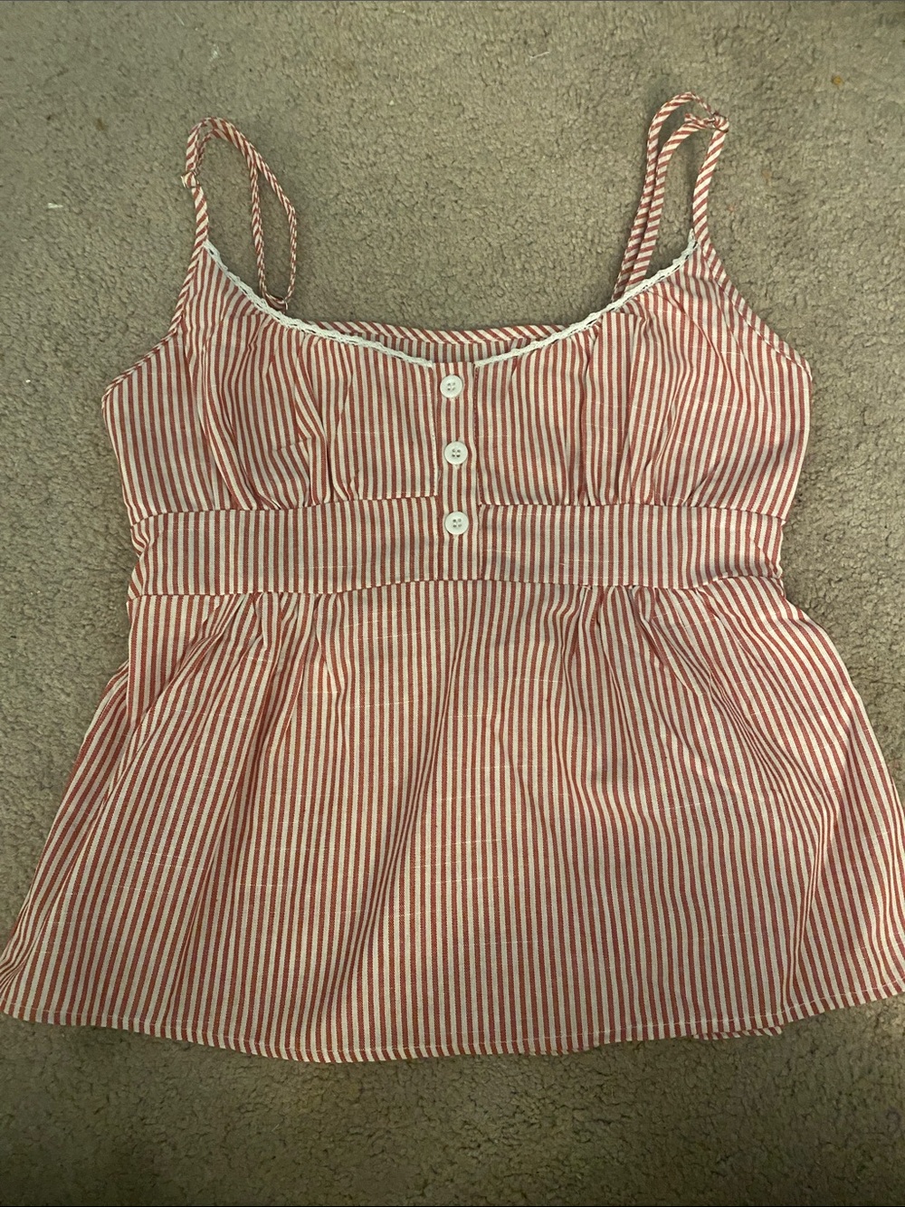 SHEIN Red and White Striped Spaghetti-Strap Camisole